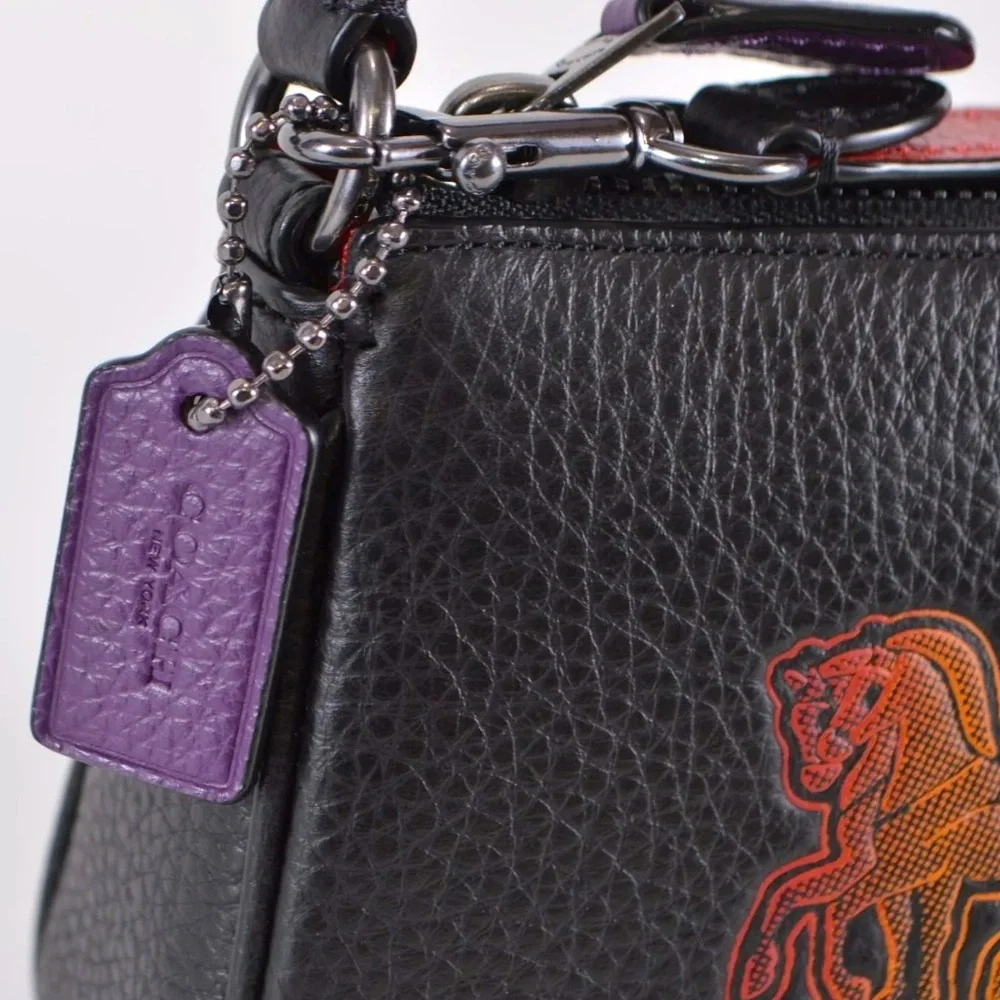 COACH Rainbow Signature Black Leather Nolita Handbag - Picture 4 of 9
